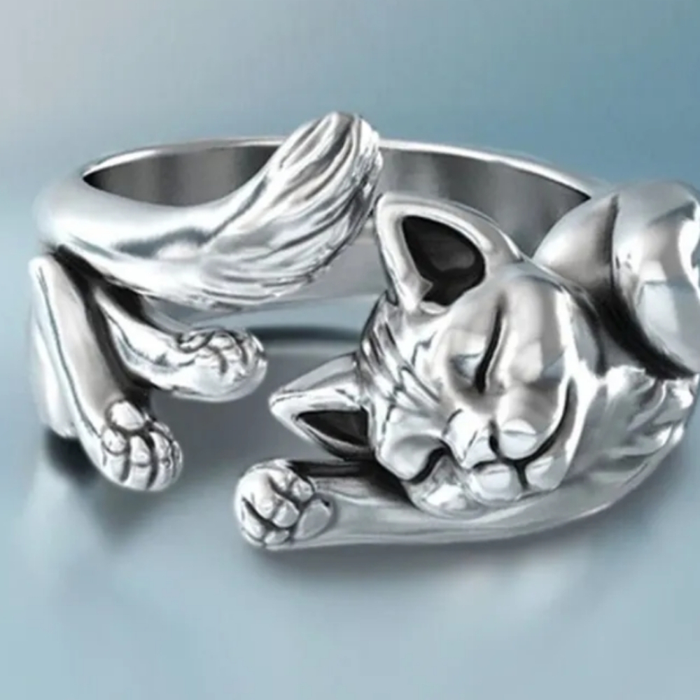 STERLING KITTEN SPOON RING SIZES 5/ 6/8/9/10/11